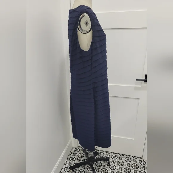 Eliza J. Women's Sheath BodyCon Navy Sleeveless Pleated Dress Size 16W Feminine - Picture 2 of 9